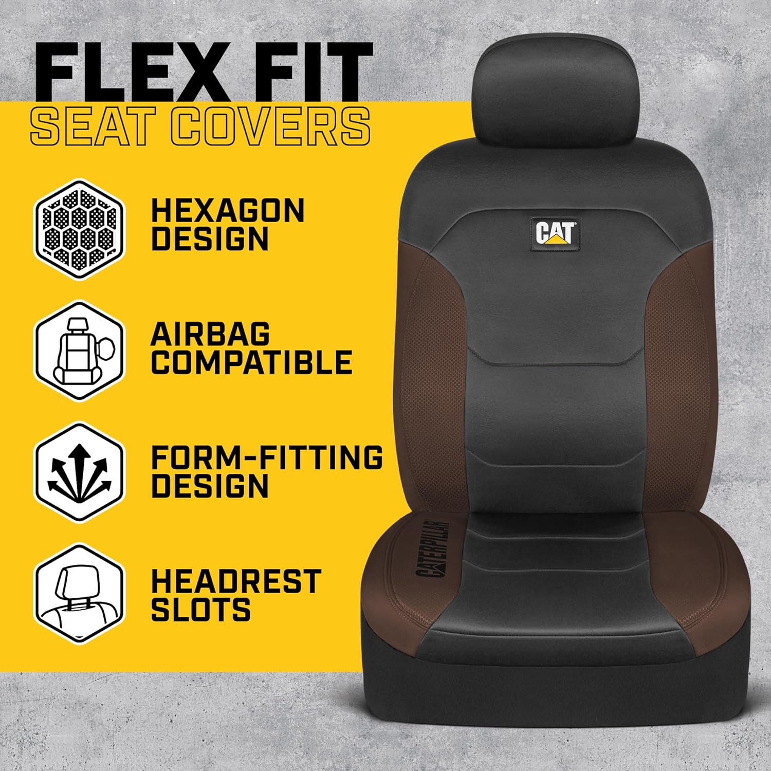 Cat® Flexfit™ Automotive Seat Covers for Cars Trucks and SUVs (Set of 2) - Car Seat Covers for Front Seats, Truck Seat Protectors , Auto Interior Covers
