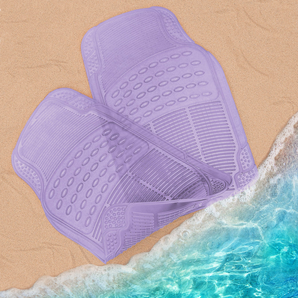 Carbella 2-Piece Cushioned Grip Pad Front Floor Mats - Heavy Duty, All Weather, Trim to Fit