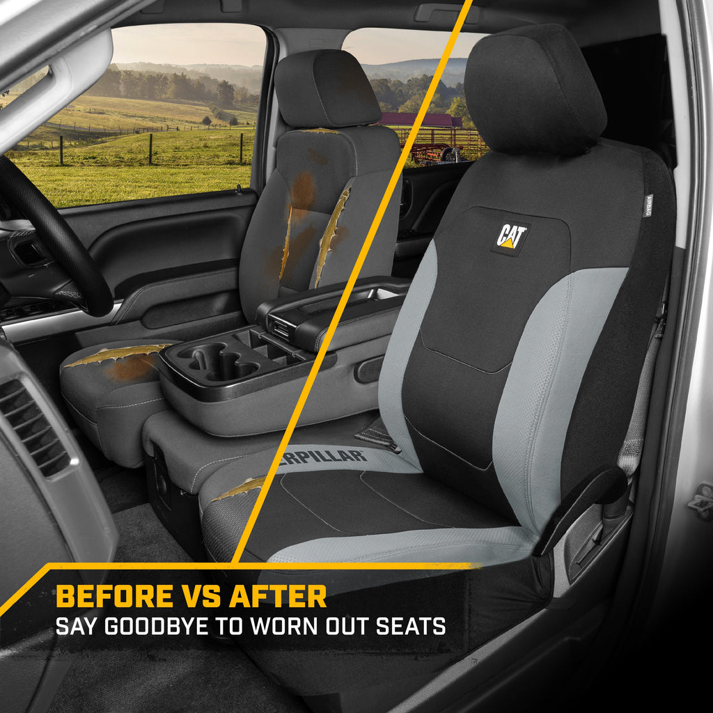 CAT 2-Pack FlexFit Front Seat Covers with Hexagonal Design