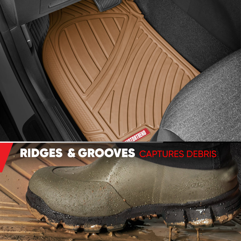 MotorTrend 4-Piece 3-Rows Extra-High Ridgeline Front Floor Mats, Middle Floor Mat, and Rear Floor Mat