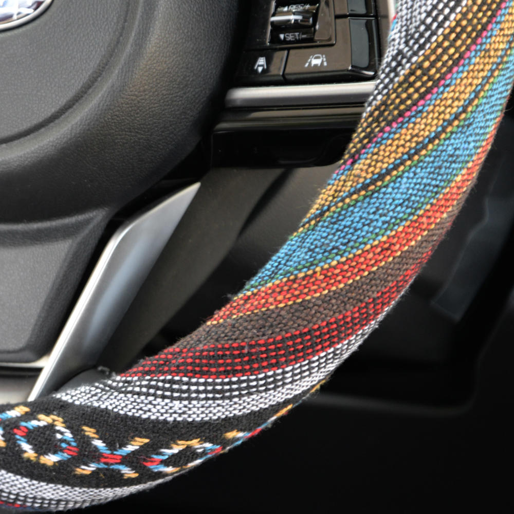 BDK Woven Saddle Steering Wheel Cover (Fits 14.5" - 15.5")
