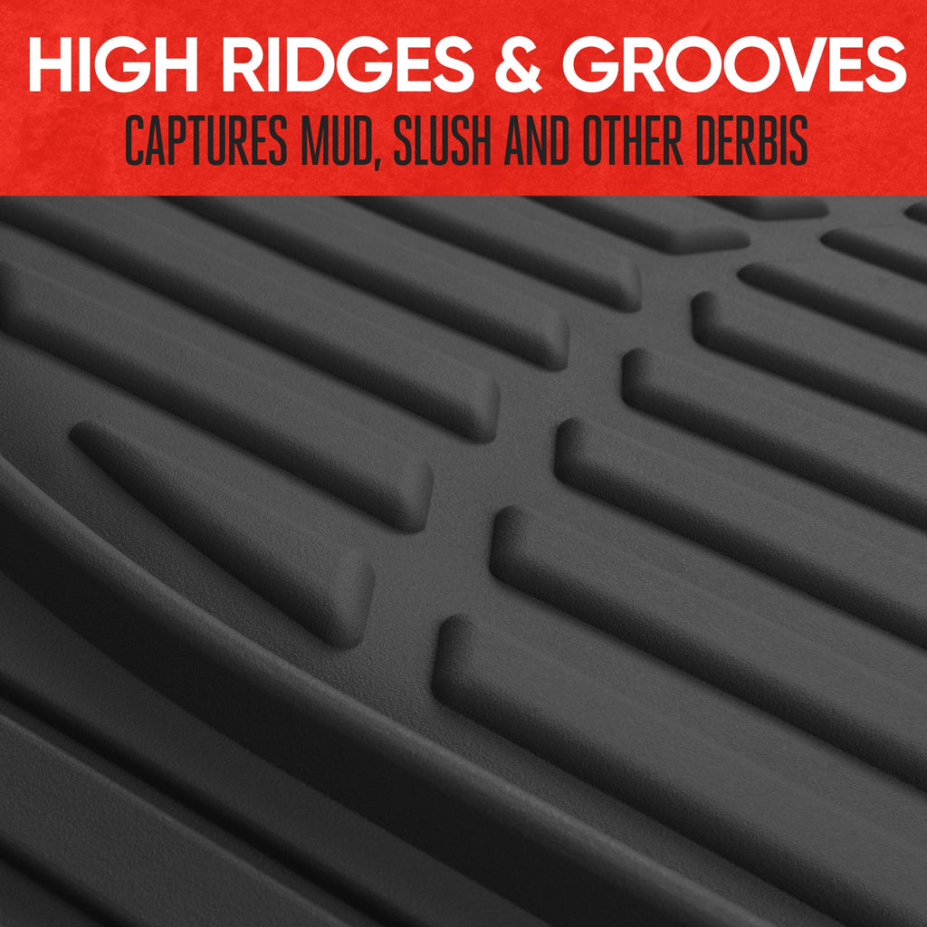 MotorTrend 3-Piece FlexTough Deep Dish Front Floor Mats and Rear Floor Mat - Heavy Duty, All Weather, Trim to Fit