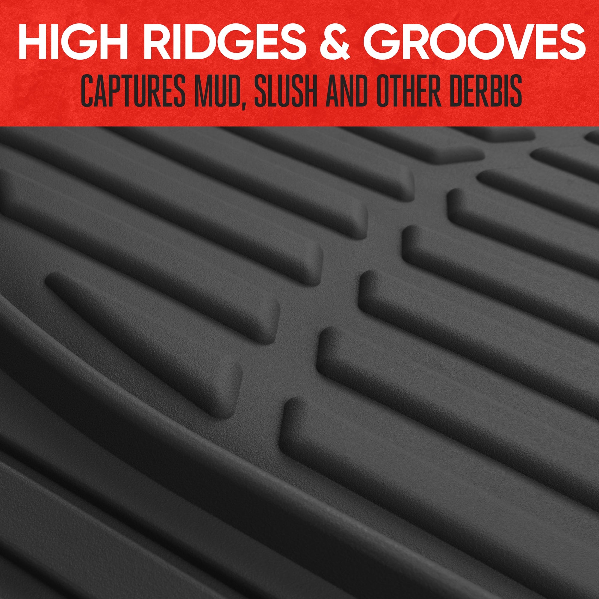 MotorTrend 3-Piece FlexTough Deep Dish Front Floor Mats and Rear Floor Mat - Heavy Duty, All Weather, Trim to Fit