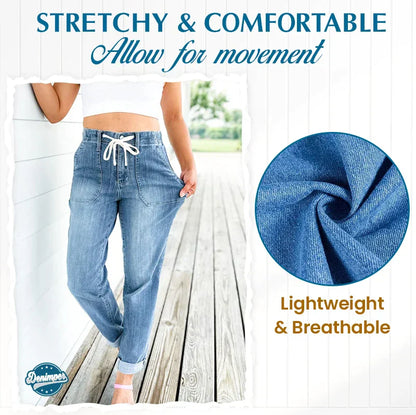 Pull On Denim Joggers With Draw String