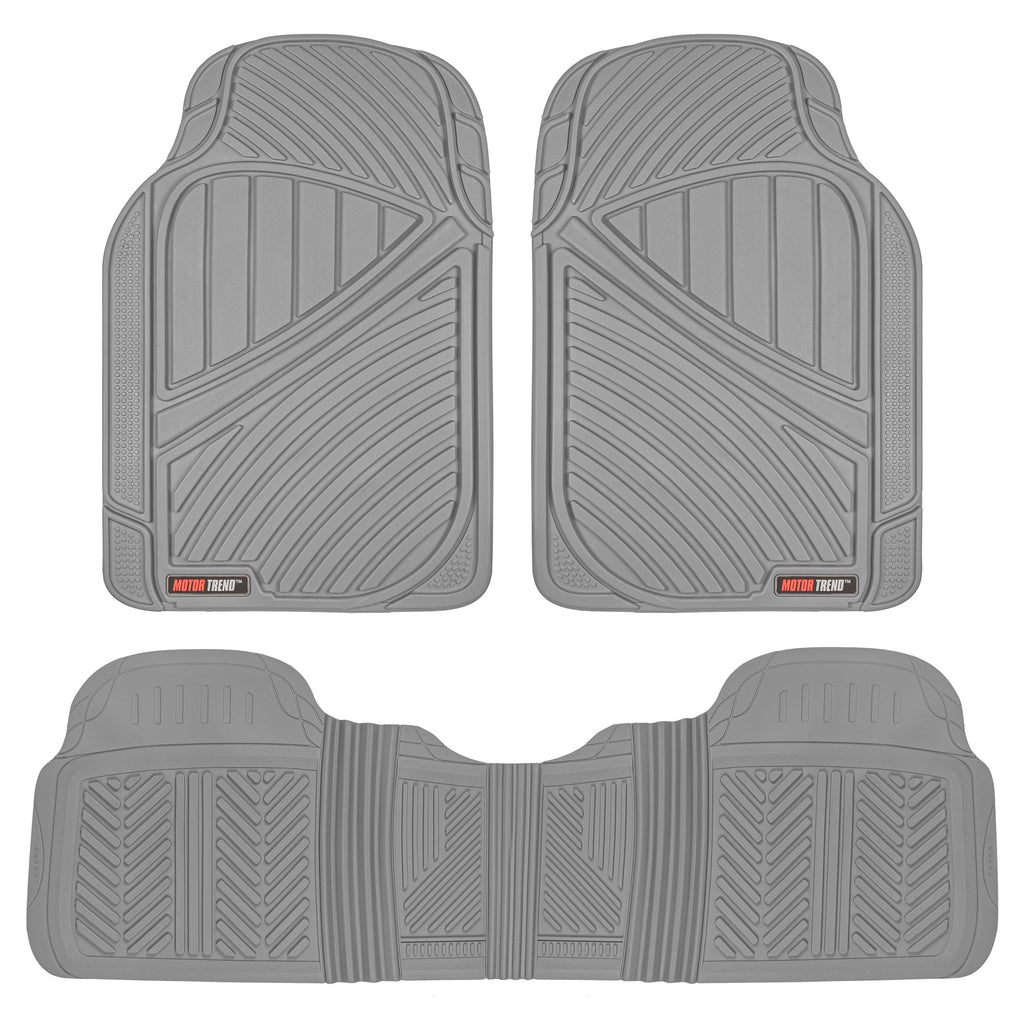 MotorTrend 3-Piece FlexTough Performance Deep Channel Front Floor Mats and Rear Floor Mat - Heavy Duty, All Weather, Trim to Fit