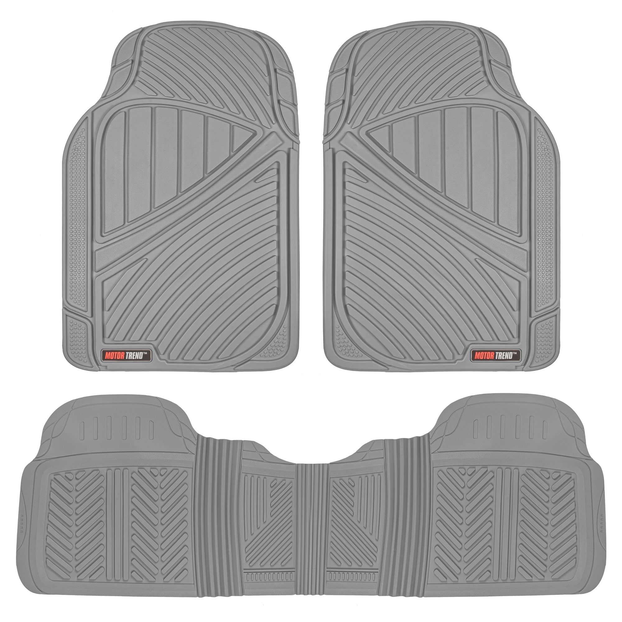 MotorTrend 3-Piece FlexTough Performance Deep Channel Front Floor Mats and Rear Floor Mat - Heavy Duty, All Weather, Trim to Fit