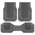 Cat® TerrainGuard™ Heavy-Duty 3-Piece All-Weather Rubber Floor Mats for Car, Truck, SUV, Van - Trim-to-Fit Deep Dish Automotive Floor Liners, Maximum Dirt & Water Protection, Universal Fit, Gray