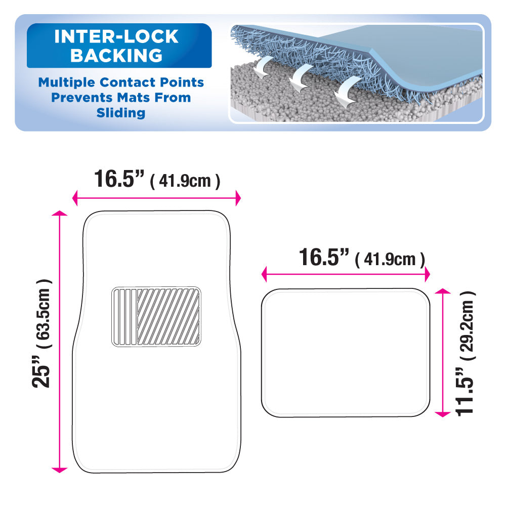 MotorTrend 4-Piece Premium Inter-Lock Backing Carpet Front Floor Mats and Rear Floor Mats