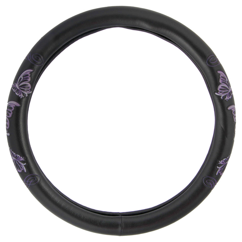 BDK 12-Piece Butterfly Front Seat Covers, Rear Seat Covers, Seat Belt Pads, and Steering Wheel Cover (Fits 14.5" - 15.5")