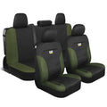 CAT Black & Green Car Seat Covers Full Set – Front Seat Covers & Rear Bench Seat Cover – Airbag Compatible, 60/40 Split Bench for Trucks, Cars & SUVs – Automotive Interior Seat Protection Accessories --Alias 639034939471570448
