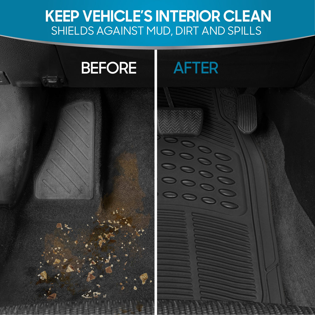 BDK 4-Piece Cushioned Grip Pad Front Floor Mats and Rear Floor Mats - Heavy Duty, All Weather, Trim to Fit