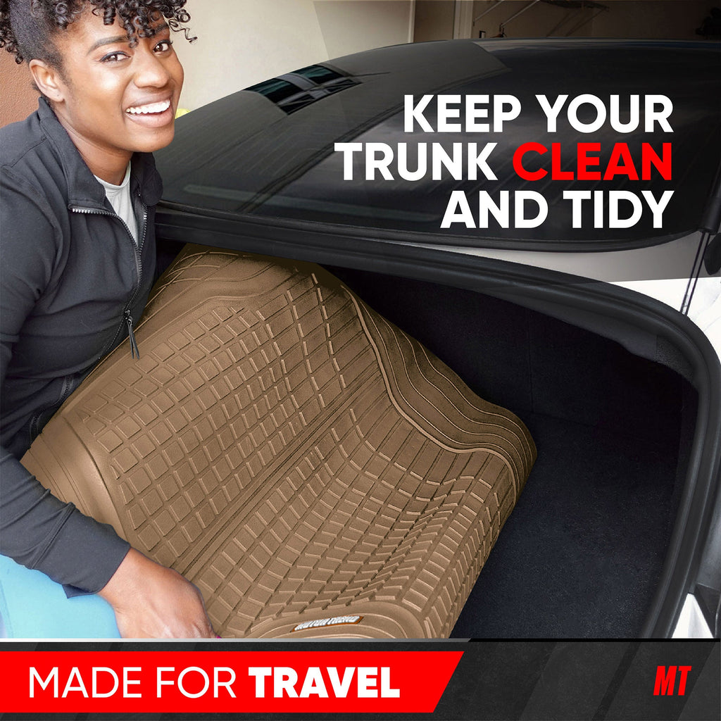 MotorTrend FlexTough Square Groove Trunk/Cargo Liner Mat - Heavy Duty, All Weather, Trim to Fit (54" x 37")