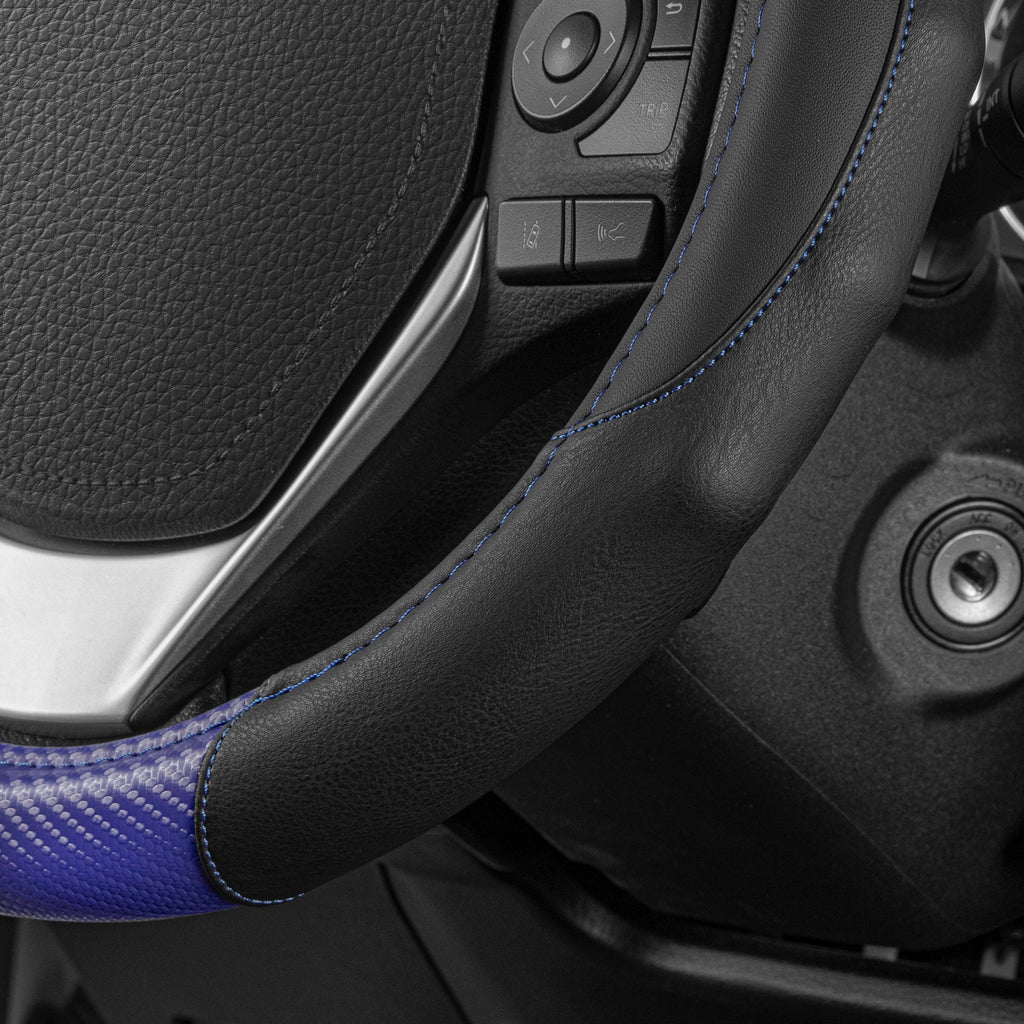 MotorTrend GripDrive Carbon Fiber Weave Ergonomic Grip Steering Wheel Cover (Fits 14.5" - 15.5")