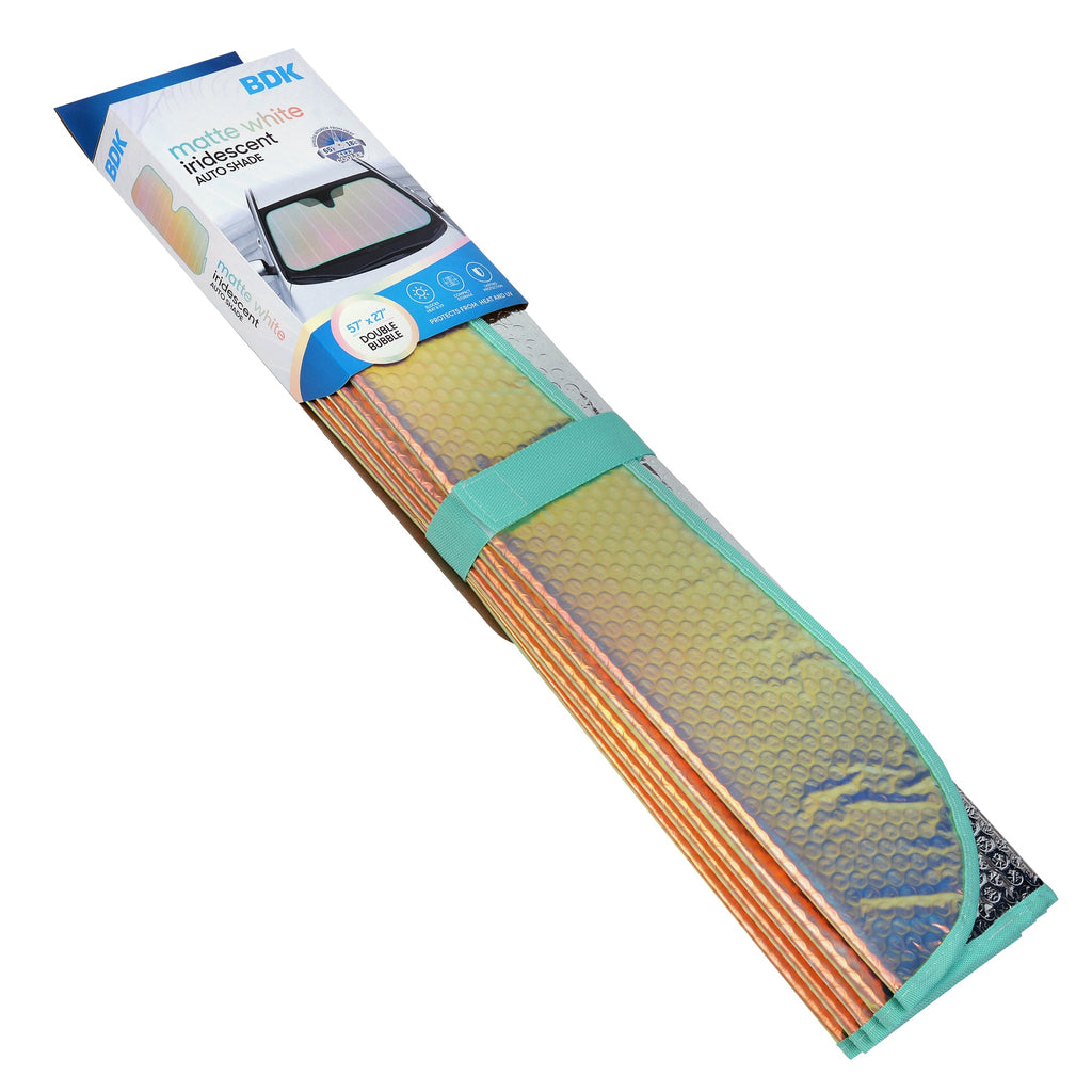 BDK Iridescent Mermaid, Hologram Foil, Chameleon Front Windshield Sun Shade, Double Bubble Accordion Folding Auto Sunshade for Car Truck SUV 58 x 27 Inch