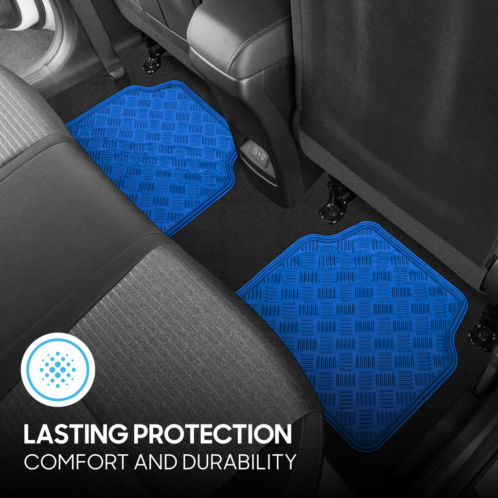 BDK 4-Piece Translucent Centered Cushioned Grip Pad Front Floor Mats and Rear Floor Mats - Heavy Duty, All Weather