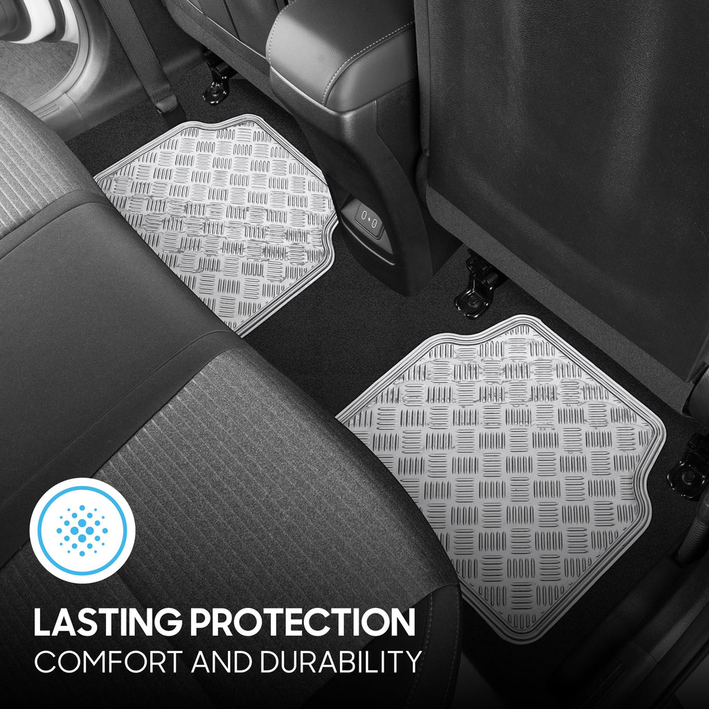 BDK 4-Piece Translucent Centered Cushioned Grip Pad Front Floor Mats and Rear Floor Mats - Heavy Duty, All Weather