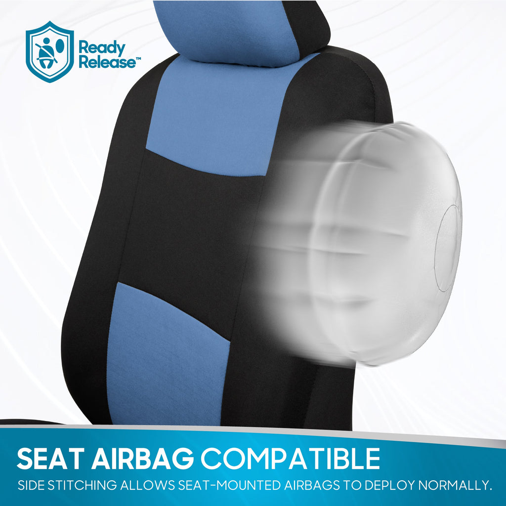 BDK 9-Piece PolyPro Front Seat Covers and Rear Seat Covers - Black/Blue