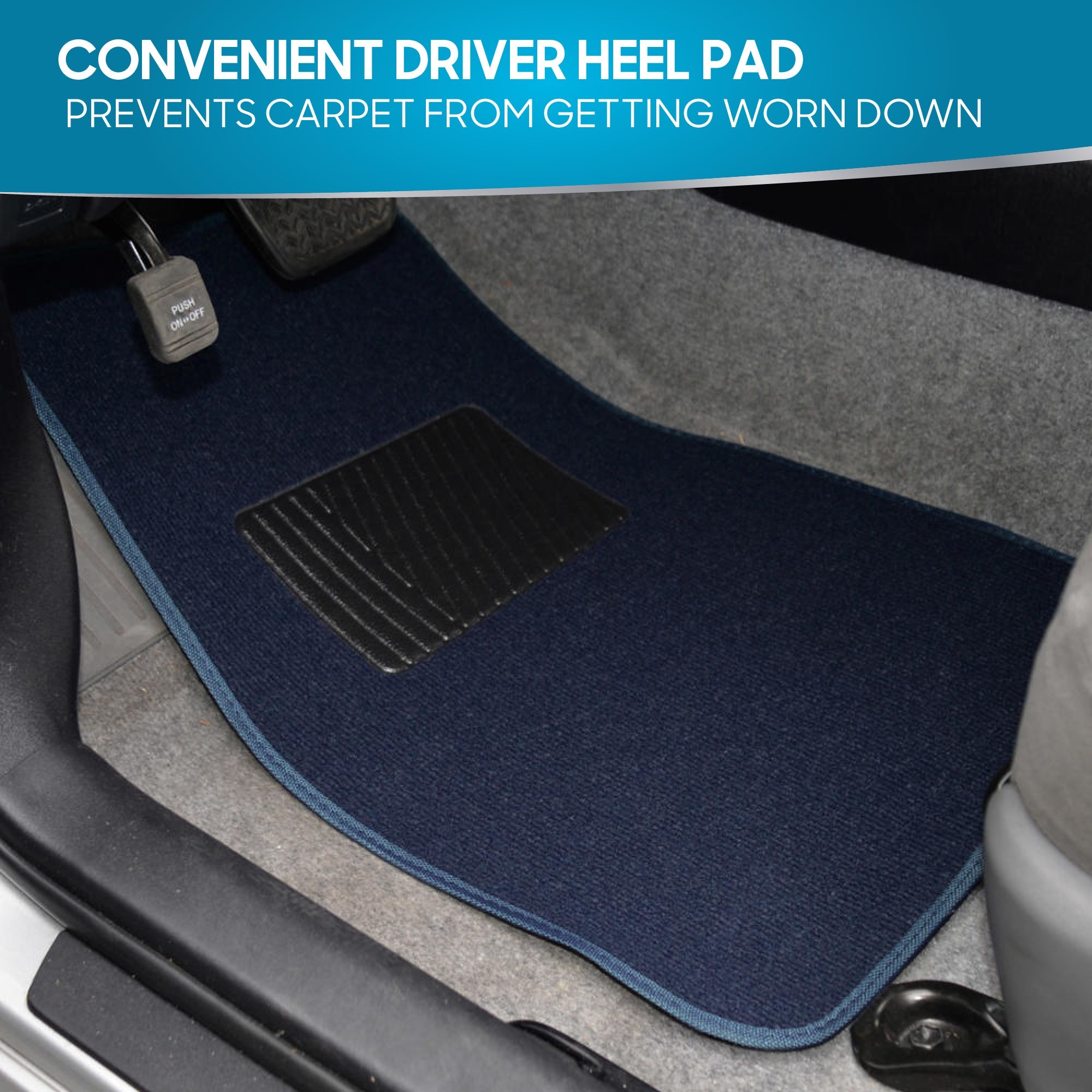 BDK 4-Piece Premium Carpet Non-Slip Heel Pad Front Floor Mats and Rear Floor Mats