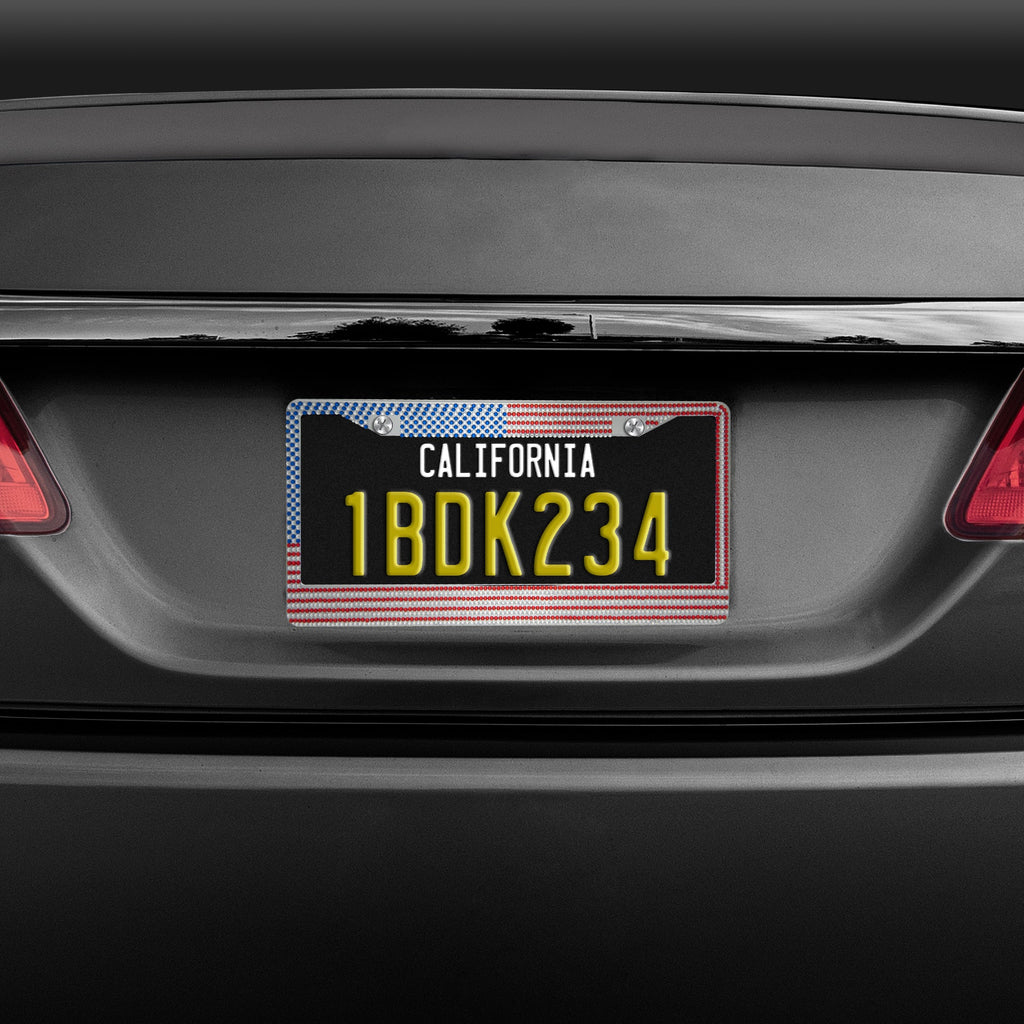 Chrome Plated Rust-Proof Die-Cast Stainless Metal License Plate Frame/Holder Universal Size - Blank Metal Design (Pack of 2)