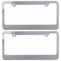 Chrome Plated Rust-Proof Die-Cast Stainless Metal License Plate Frame/Holder Universal Size - Blank Metal Design (Pack of 2)