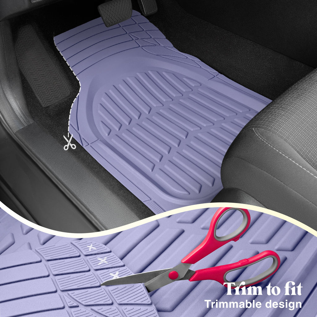 Carbella 3-Piece Front Floor Mats and Rear Floor Mats - Heavy Duty Deep Dish - Lavender