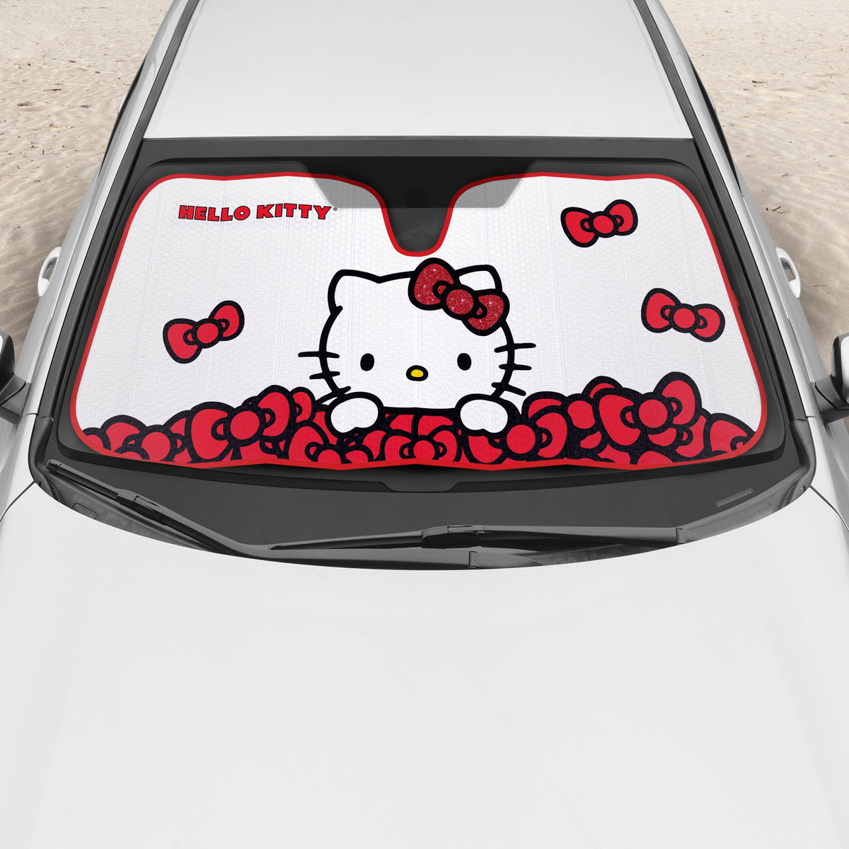 Carbella Official Hello Kitty Front Windshield Sunshade Red Bow Dreams (58" x 27")