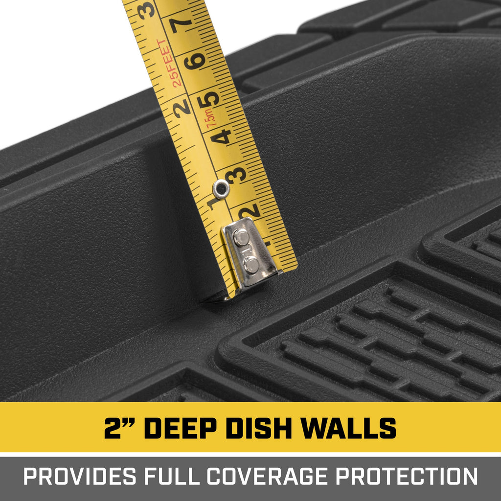 CAT 3-Piece Deep Dish Front Floor Mats and Rear Floor Mats - Heavy Duty, All Weather, Trim to Fit