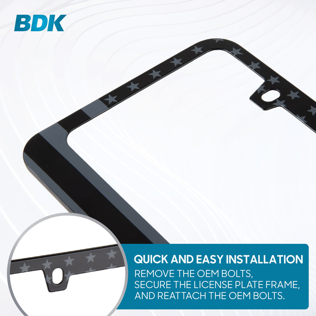 Chrome Plated Rust-Proof Die-Cast Stainless Metal License Plate Frame/Holder Universal Size - Blank Metal Design (Pack of 2)