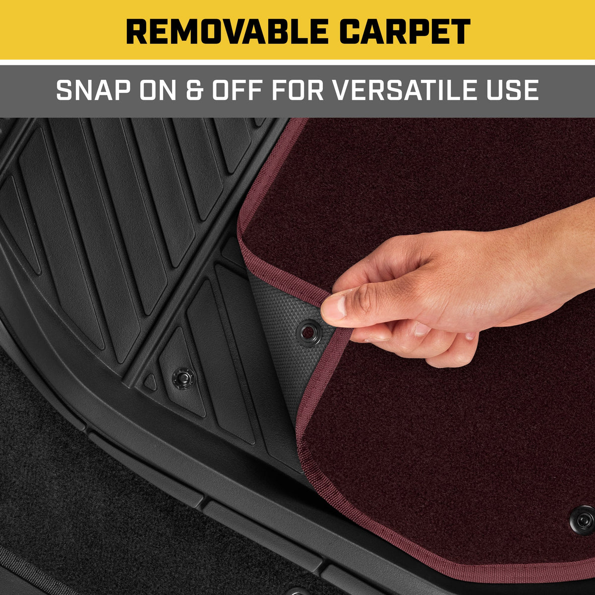 CAT 4-Piece Detachable Carpet Deep Dish Front Floor Mats and Rear Floor Mats - Heavy Duty, All Weather, Trim to Fit