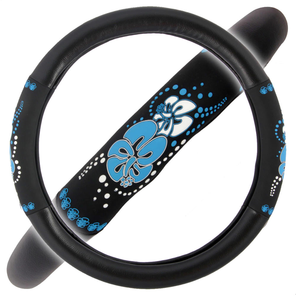 BDK Hawaiian Flowers Steering Wheel Cover (Fits 14.5" - 15.5")