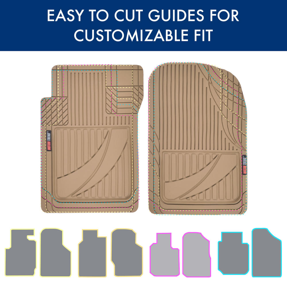 MotorTrend 3-Piece FlexTough Advanced Rubber Multi-Channel Front Floor Mats and Rear Floor Mat