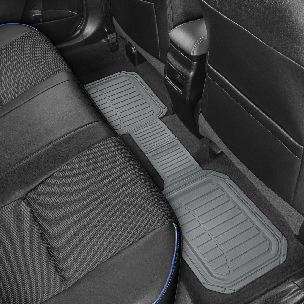 MotorTrend 3-Piece FlexTough Defender Front Floor Mats and Rear Floor Mat - Heavy Duty, All Weather, Trim to Fit