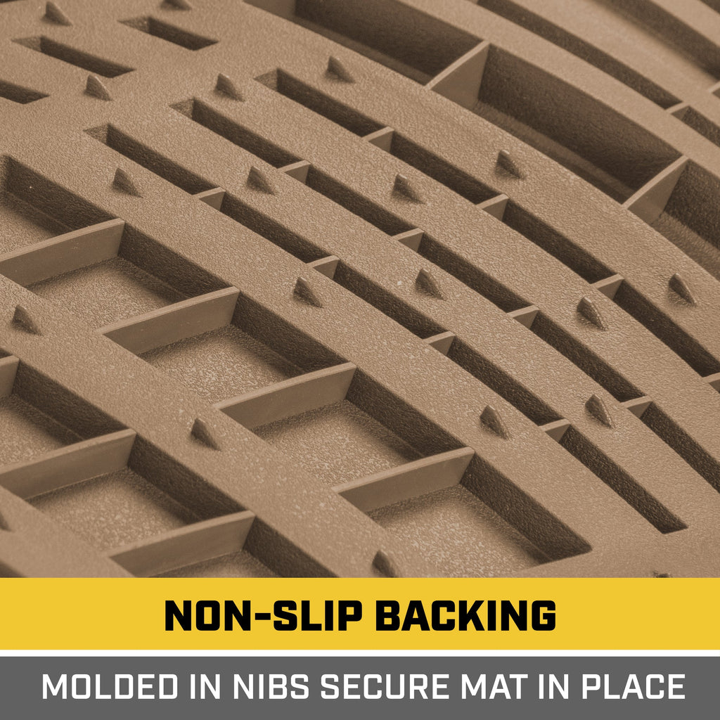CAT 3-Piece ToughRide Rubber Front Floor Mats and Rear Floor Mats - Heavy Duty, All Weather, Trim to Fit