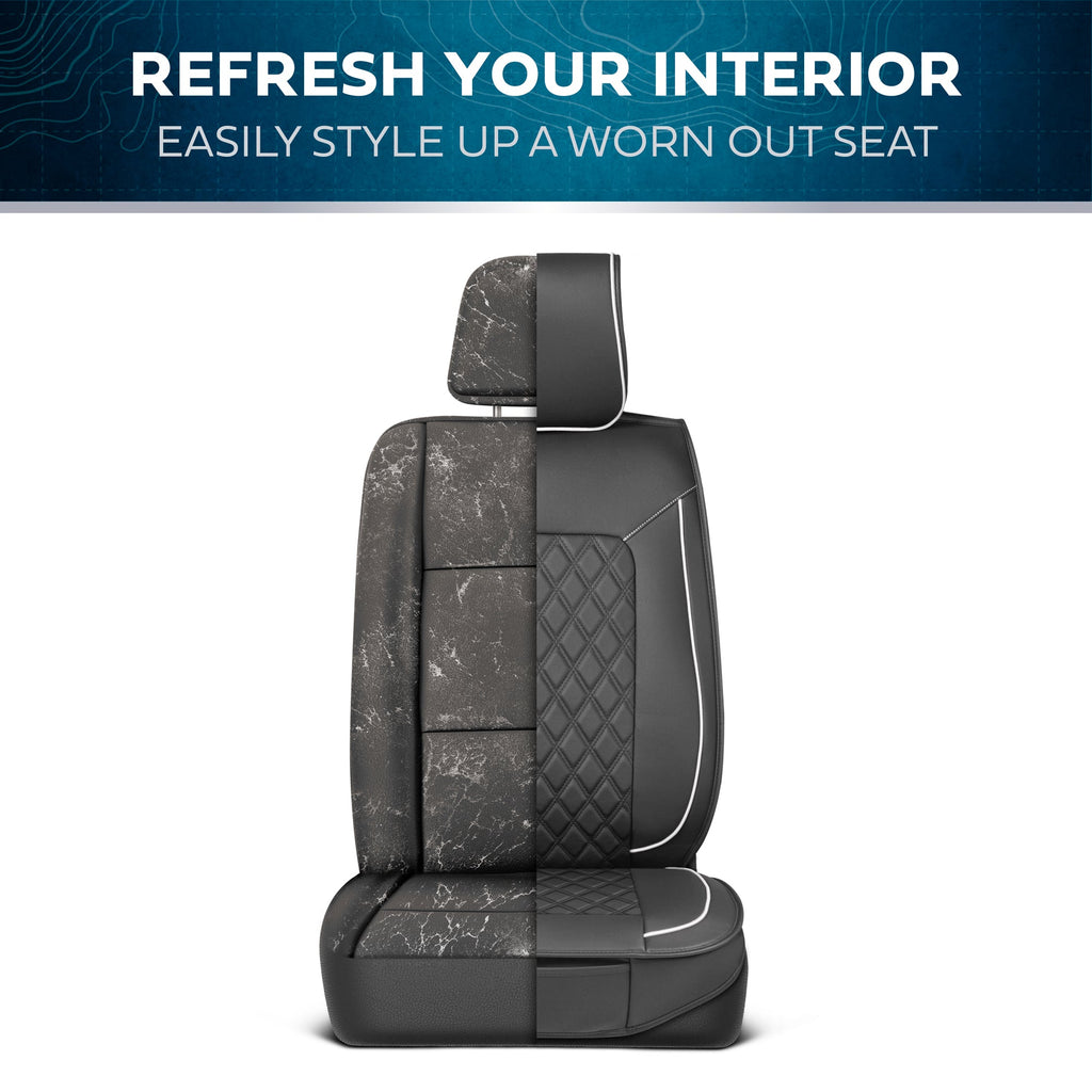 MotorBox 2-Pack Prestige Edition Premium Faux Leather Diamond Stitched Cushion Front Seat Covers