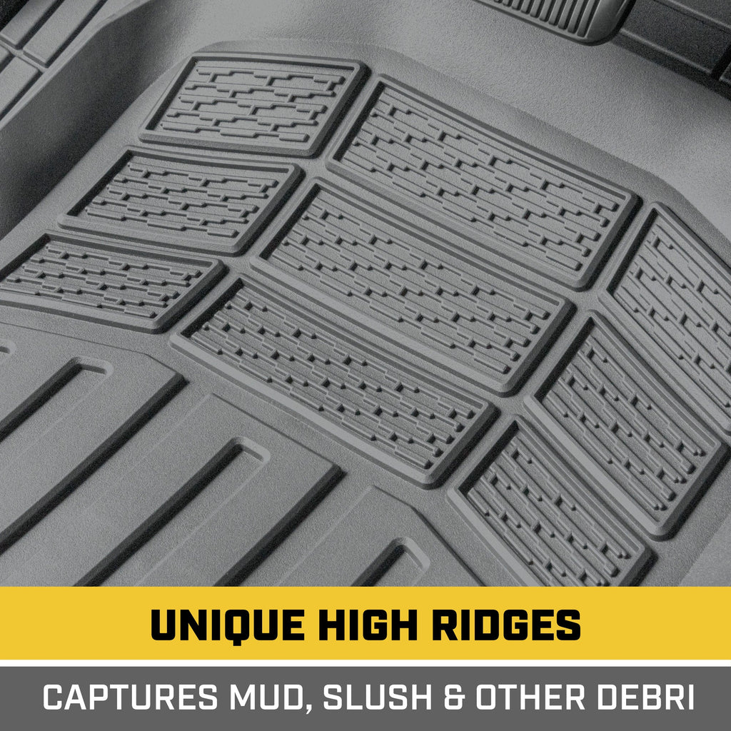 CAT 3-Piece Deep Dish Front Floor Mats and Rear Floor Mats - Heavy Duty, All Weather, Trim to Fit