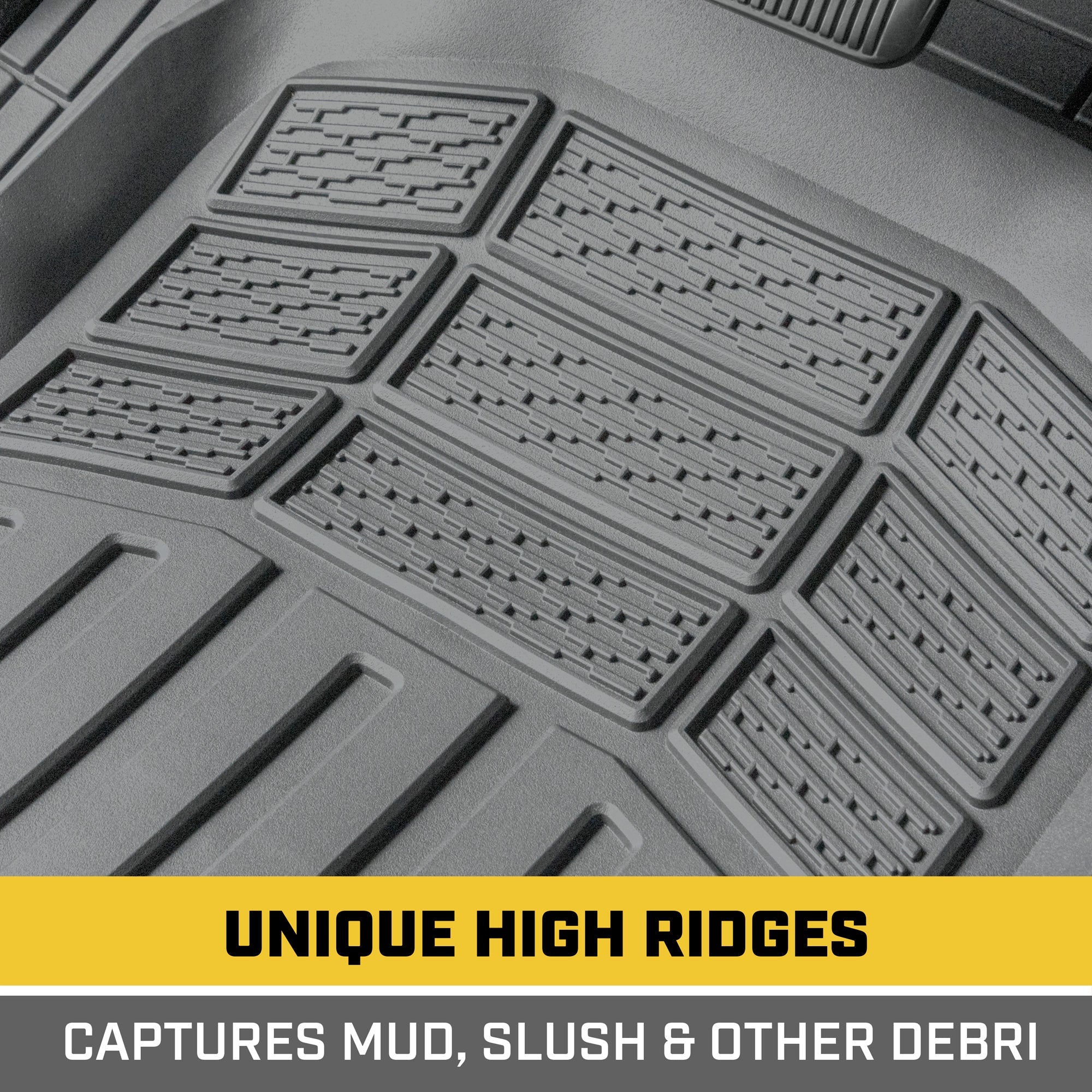 CAT 3-Piece Deep Dish Front Floor Mats and Rear Floor Mats - Heavy Duty, All Weather, Trim to Fit