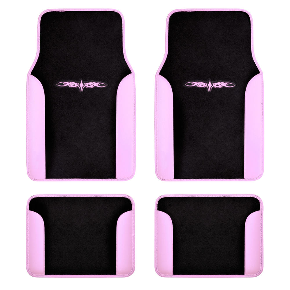 BDK 4-Piece Design Print Carpet Front Floor Mats and Rear Floor Mats