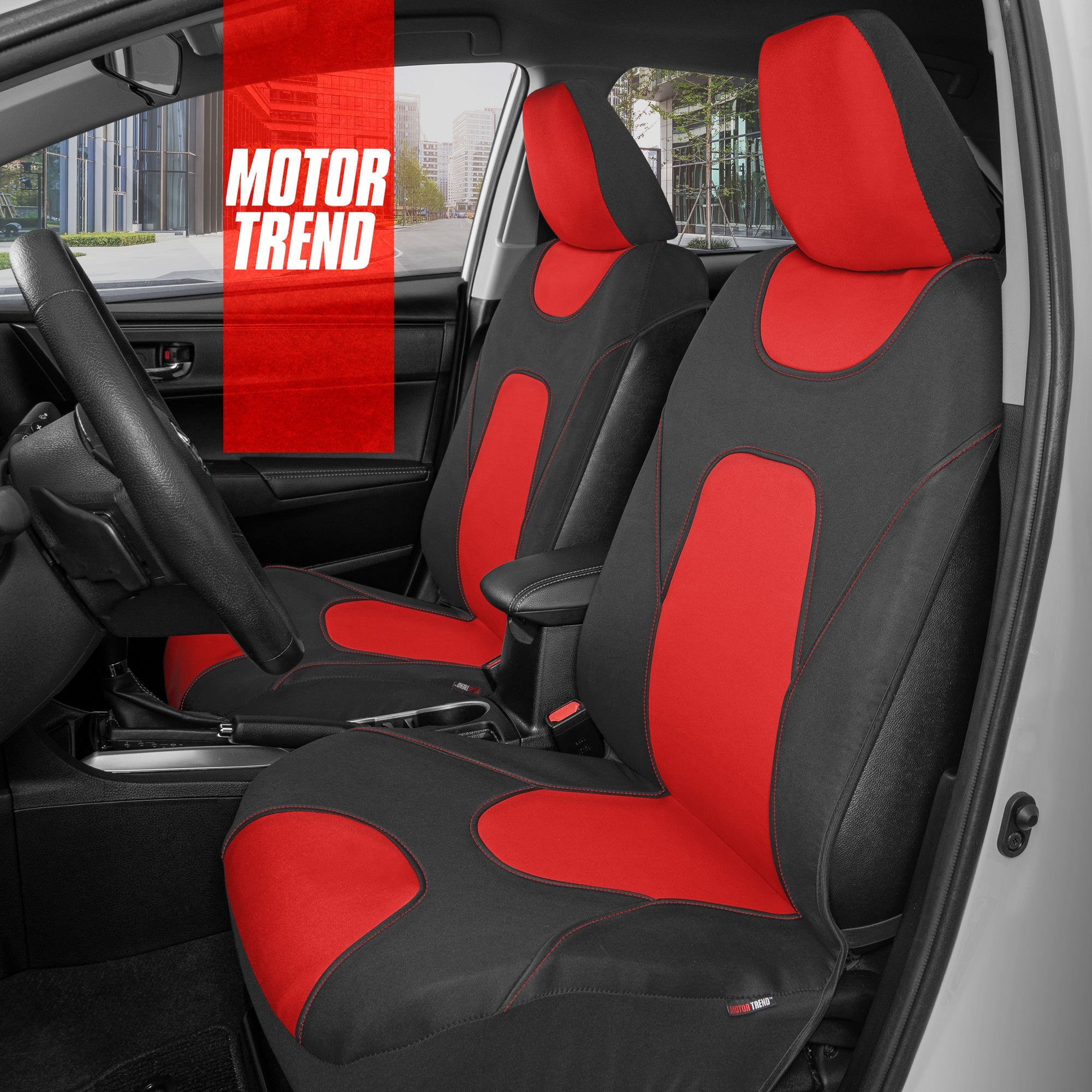 MotorTrend 2-Pack AquaShield Water-Proof Two-Tone Neoprene Front Seat Covers