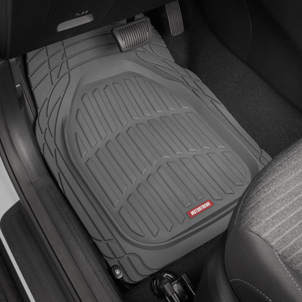 MotorTrend 3-Piece FlexTough Deep Dish Front Floor Mats and Rear Floor Mat - Heavy Duty, All Weather, Trim to Fit