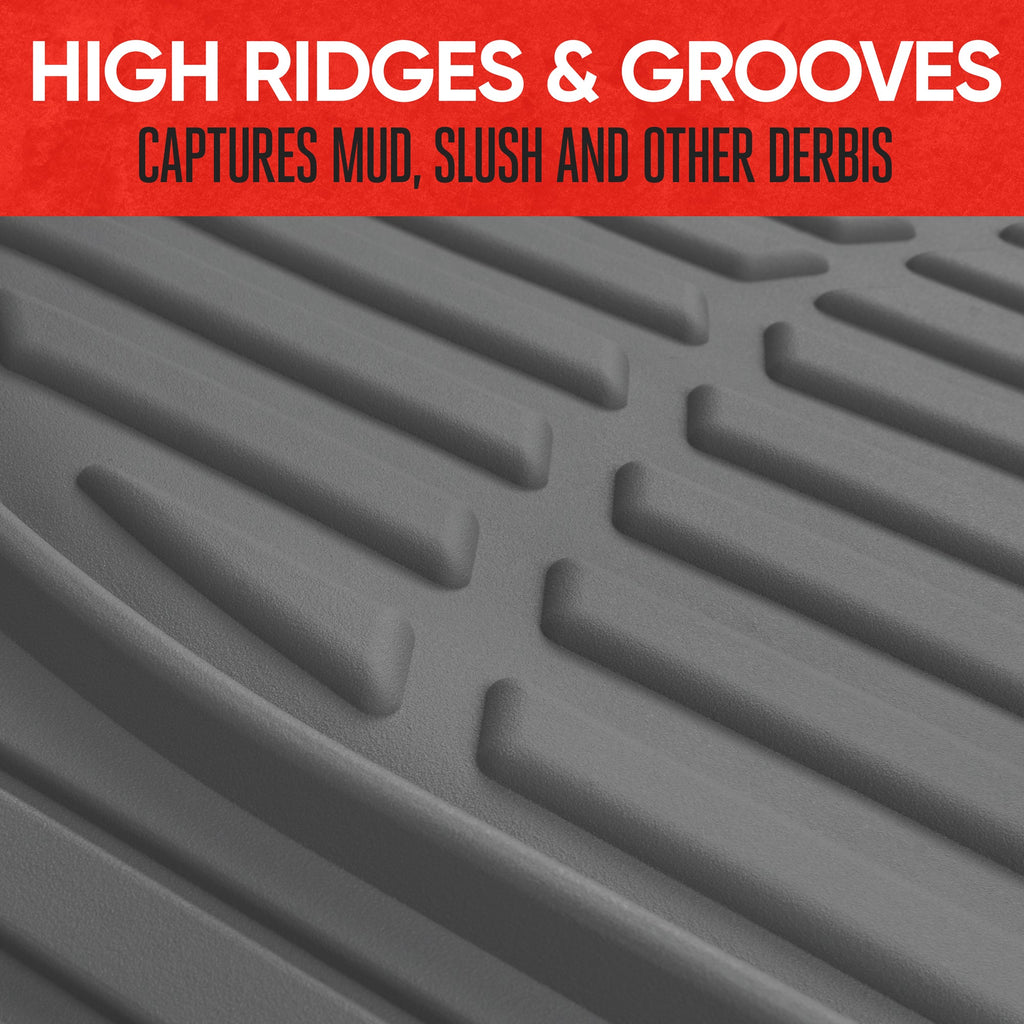 MotorTrend 4-Piece 3-Rows FlexTough Deep Dish Front Floor Mats, Middle Floor Mats, and Rear Floor Mat