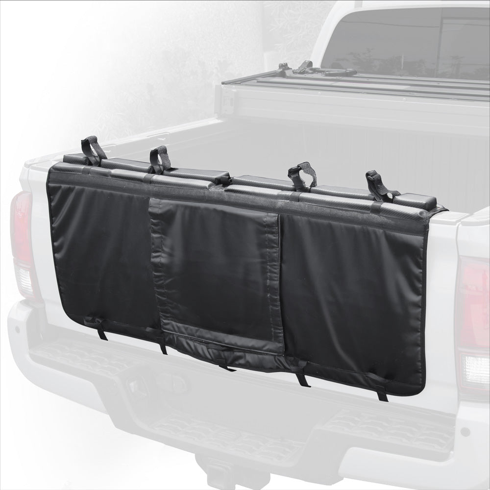 Truck Tailgate Pad for Mountain Bikes Surf Kayak Outdoor Tailgate Protector – Durable 1" Foam Cover with Carbon Fiber Design, Shock Resistant with Handle and Backup Camera Window (48 inch x 18 inch)