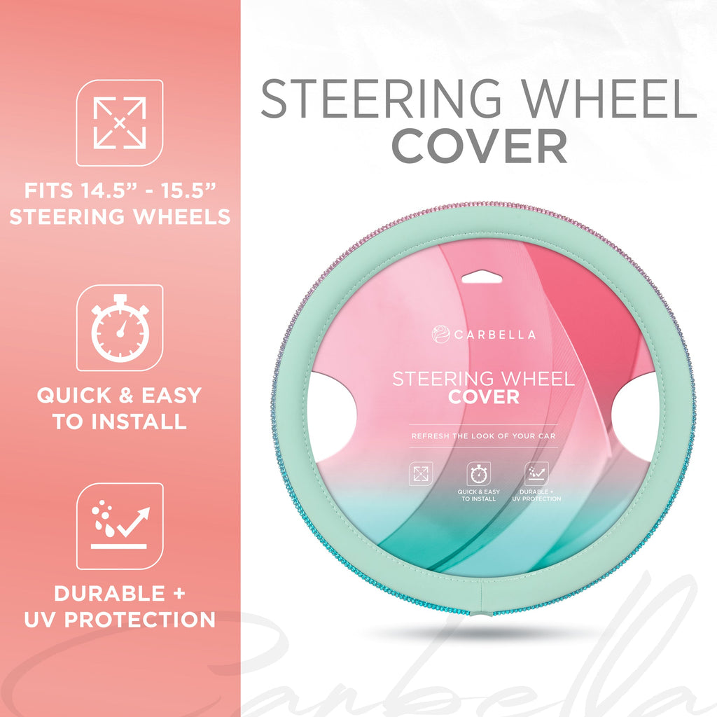 Carbella Gradient Bling Diamond Leatherette Steering Wheel Cover (Fits 14.5" - 15.5")