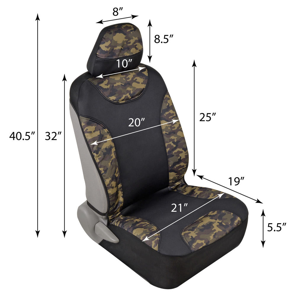 BDK 2-Pack Camo Two-Tone Water-Proof Front Seat Covers