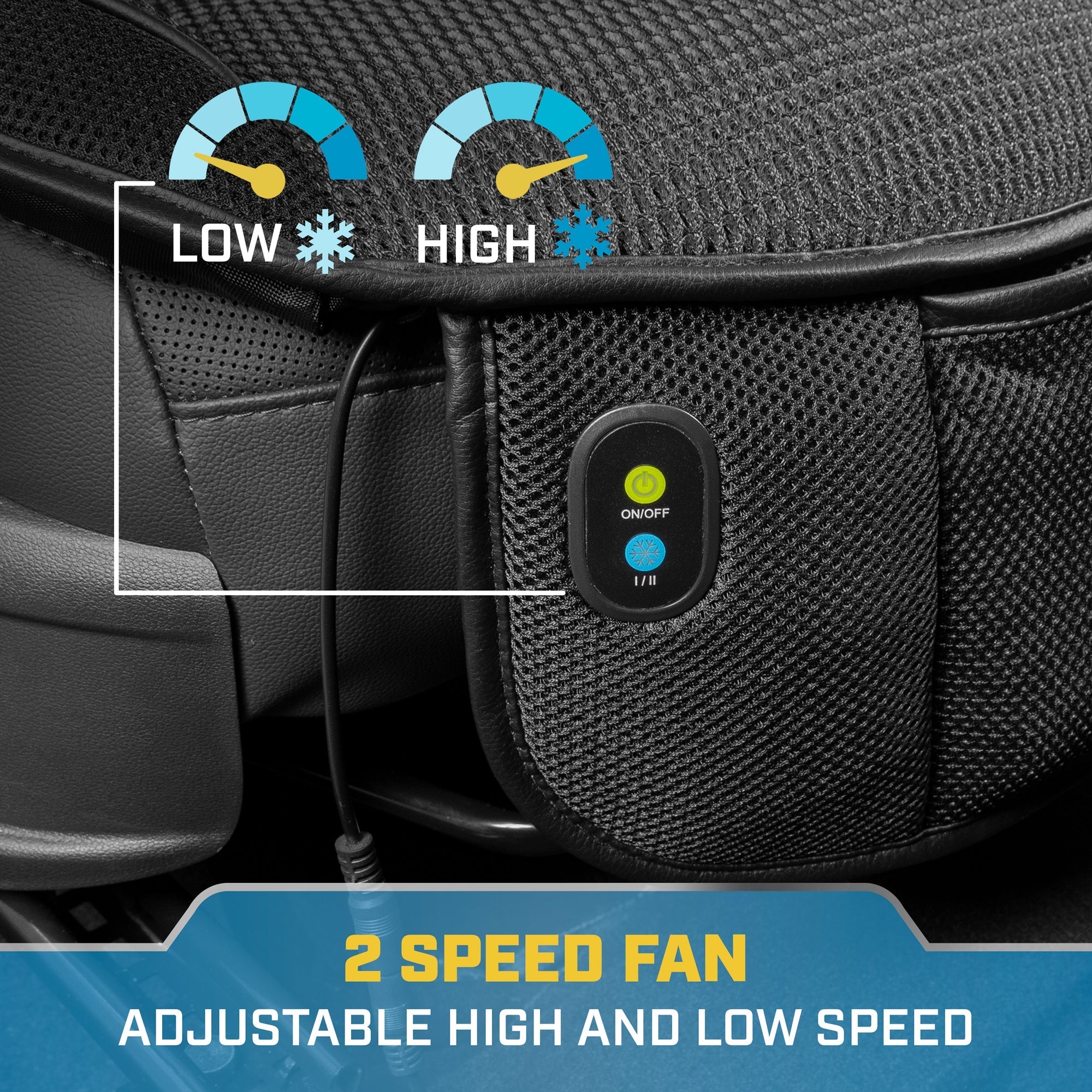 CAT 2-Pack CoolFlow Breathable Mesh Front Car Seat Cover with 2-Speeds Cooling Fans