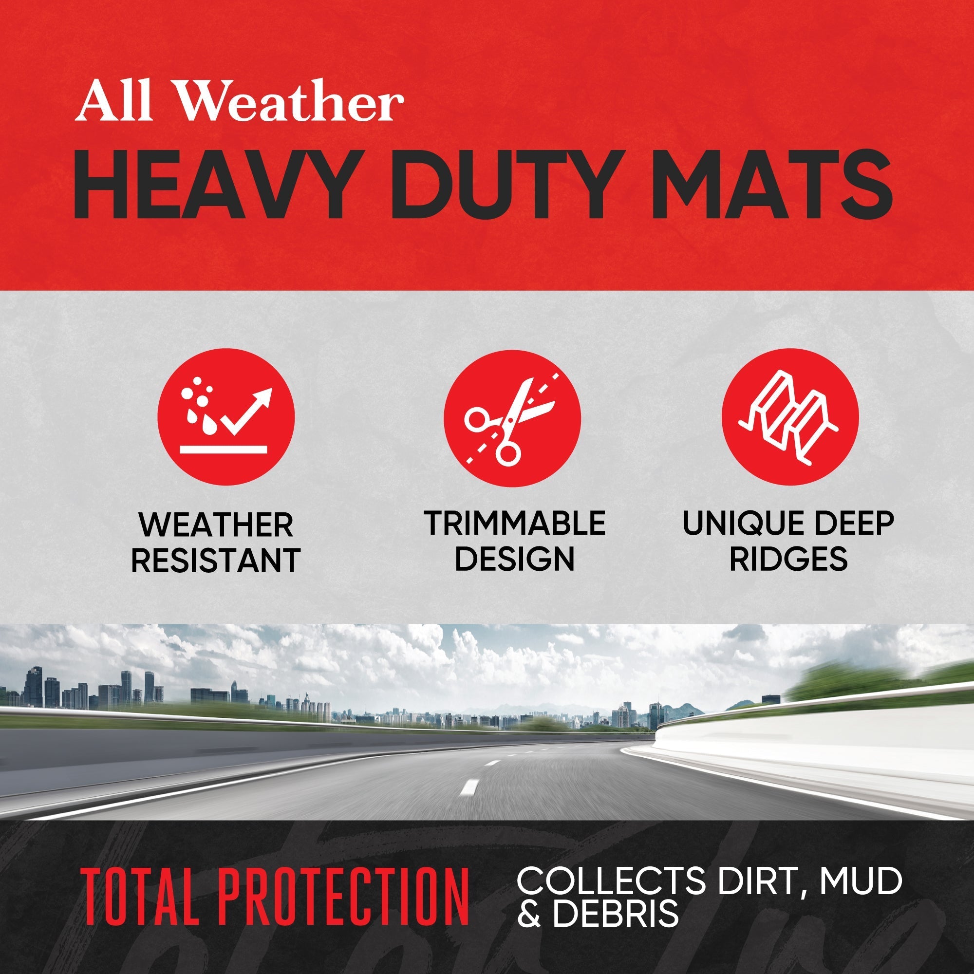 MotorTrend 4-Piece FlexTough Performance Deep Channel Front Floor Mats, Rear Floor Mat, and Trunk/Cargo Mat - Heavy Duty, All Weather, Trim to Fit