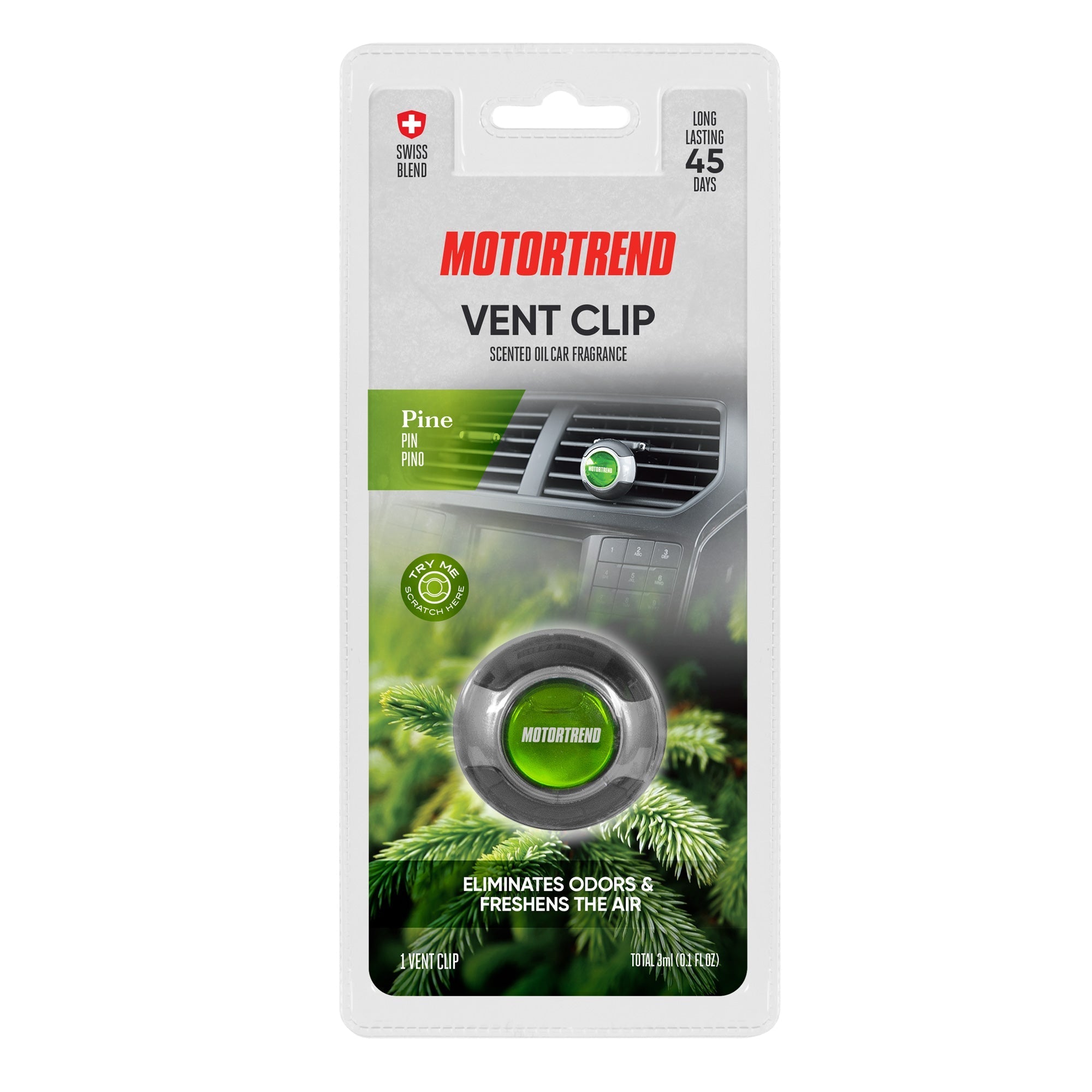 Motor Trend AF-301 (2 Count) Car Air Freshener Vent Clip for Car Truck Van SUV, Home & Kitchen, Long Lasting Odor Eliminator, Scented Oil Fragrance Diffuser - Scent Black Diamond , 2 Count