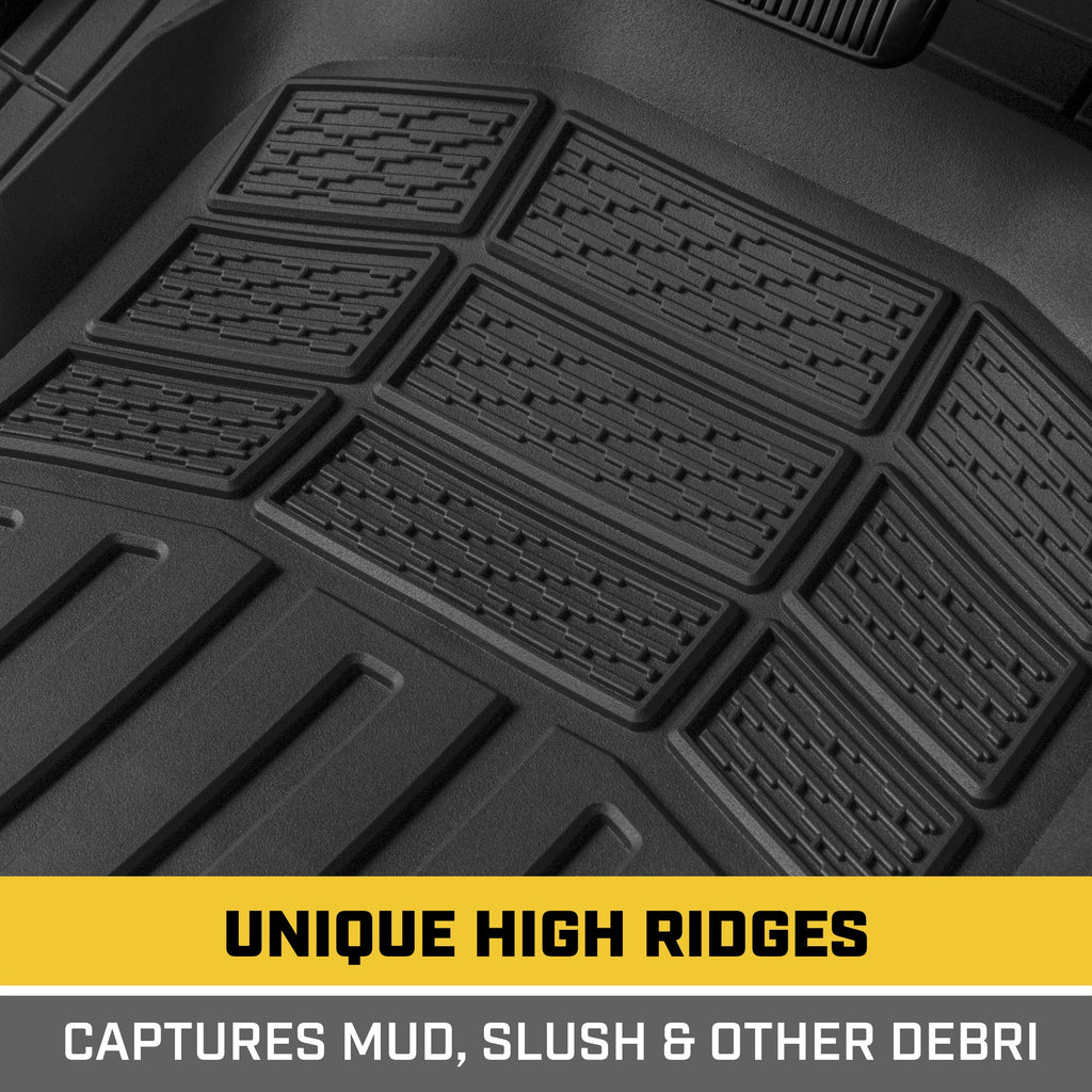 CAT 3-Piece Deep Dish Front Floor Mats and Rear Floor Mats - Heavy Duty, All Weather, Trim to Fit