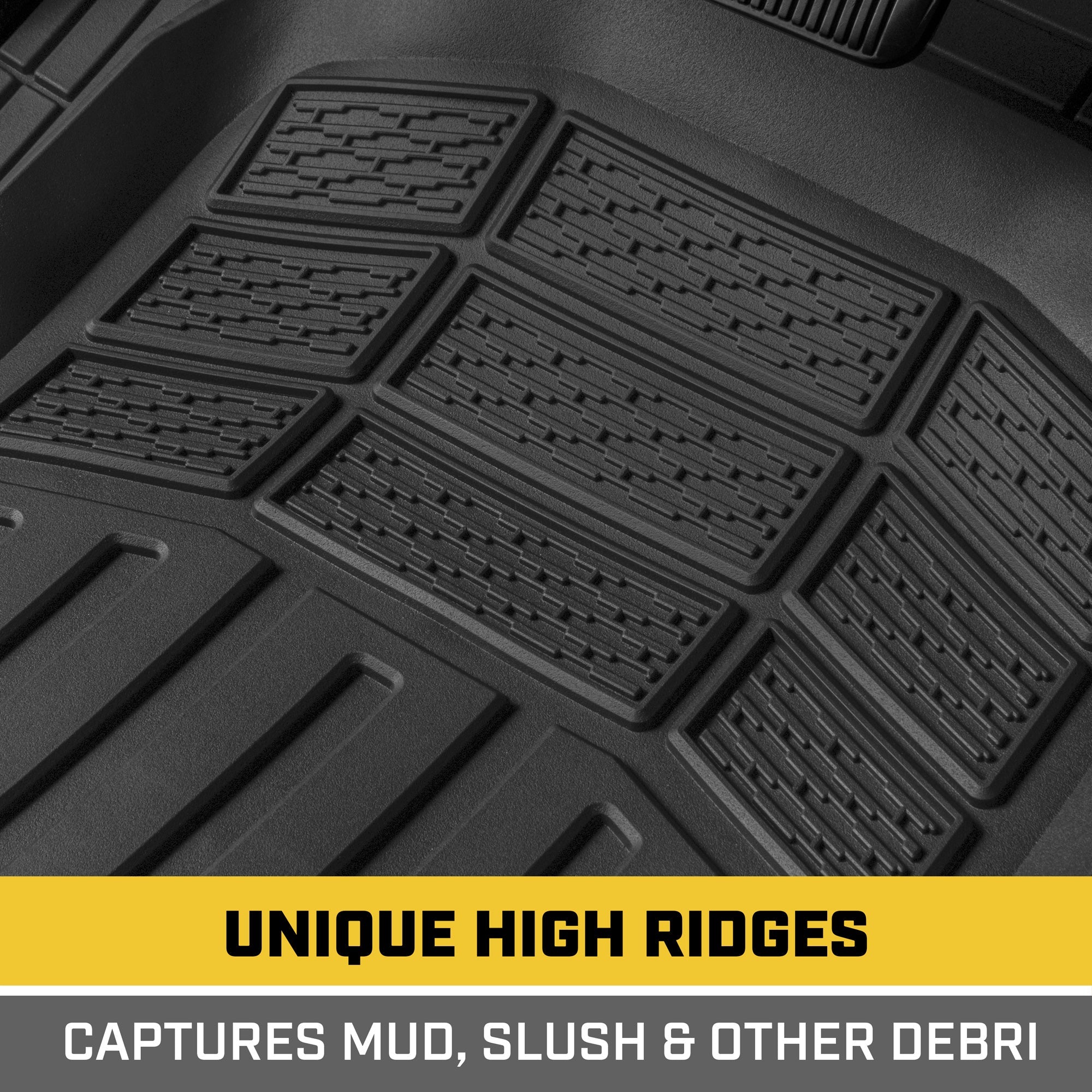 CAT 3-Piece Deep Dish Front Floor Mats and Rear Floor Mats - Heavy Duty, All Weather, Trim to Fit