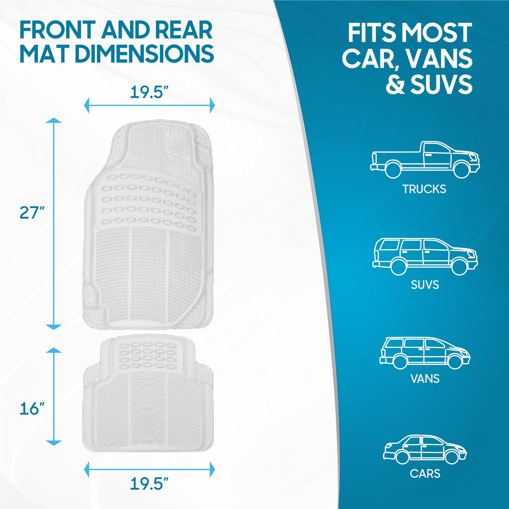 BDK 4-Piece Cushioned Grip Pad Front Floor Mats and Rear Floor Mats - Heavy Duty, All Weather, Trim to Fit