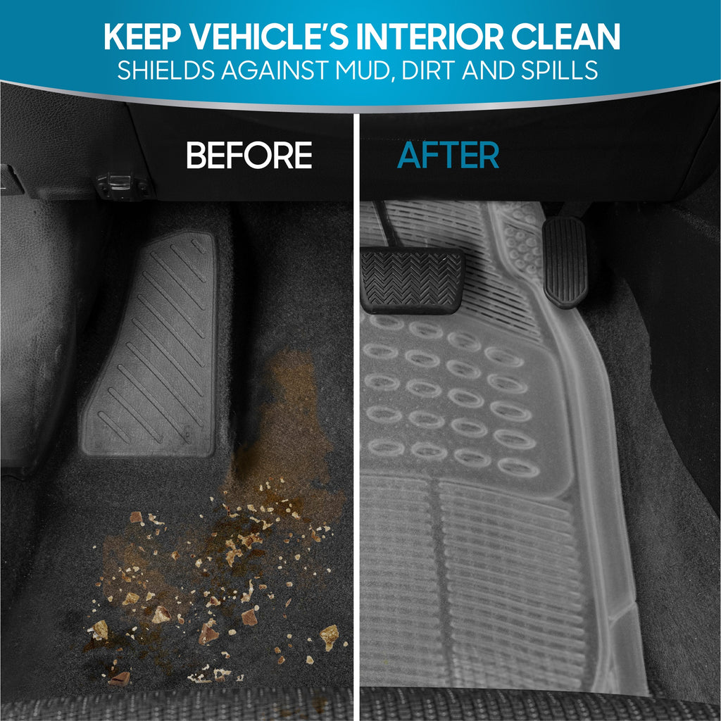 BDK 4-Piece Cushioned Grip Pad Front Floor Mats and Rear Floor Mats - Heavy Duty, All Weather, Trim to Fit